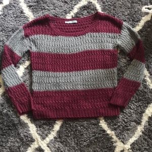 Adorable red and grey striped sweater:))